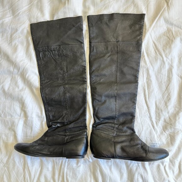 Chinese Laundry over the knee boots black leather trust me size 10 - Picture 3 of 6